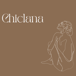 Un dibujo lineal de una mujer arrodillada con la palabra chiclana encima de ella.