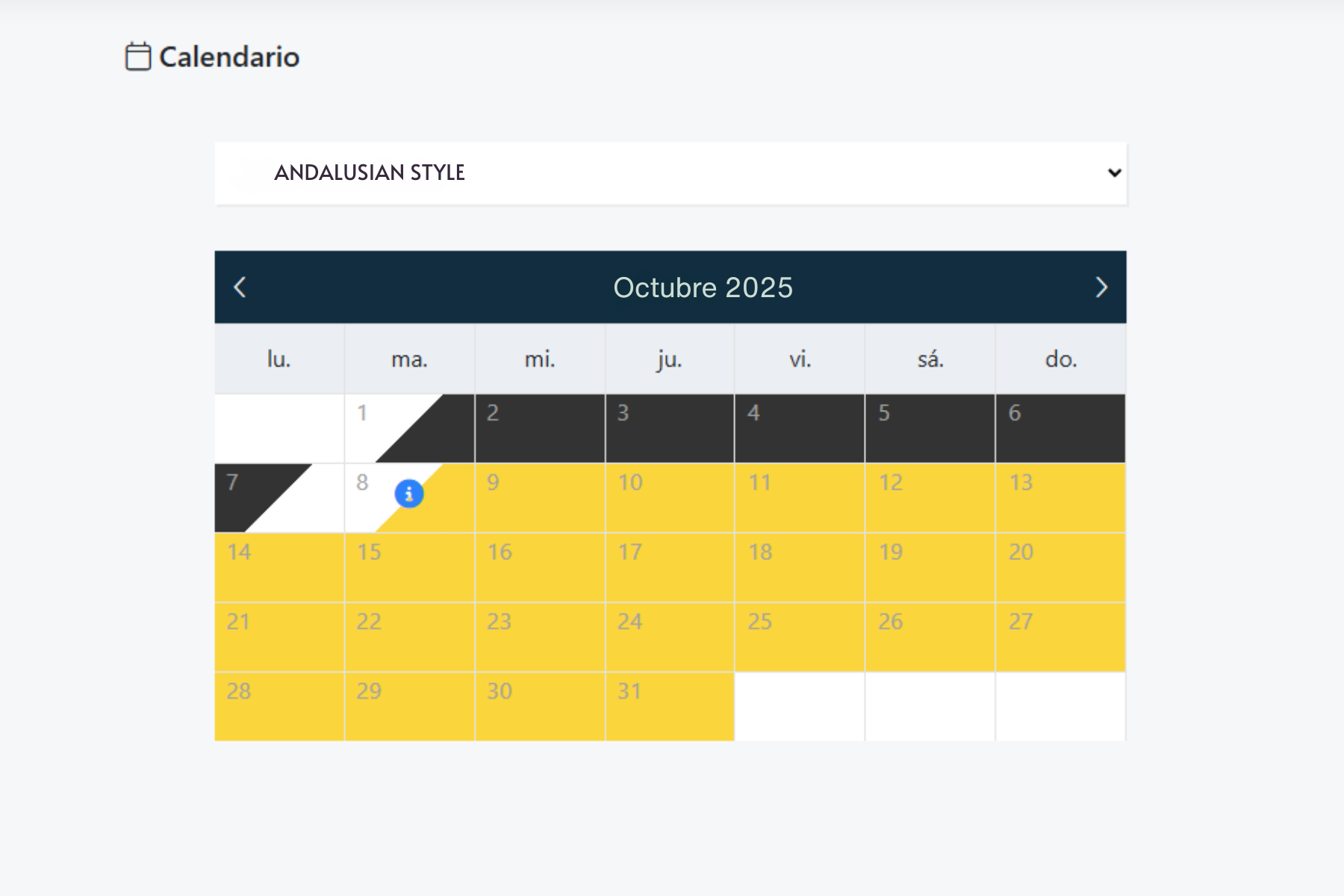 Calendario de reservas app propietarios