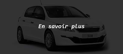 Une Peugeot 308 avec la mention En savoir plus.