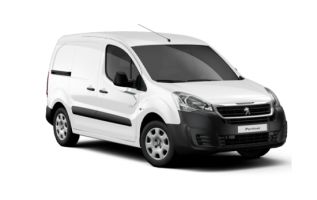 Fourgonnette Peugeot Partner blanche.