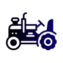 Icône de tracteur bleue et blanche.