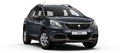 SUV Peugeot 2008 gris foncé sur fond blanc.