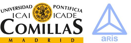 A logo for universidad pontifica icade comillas madrid
