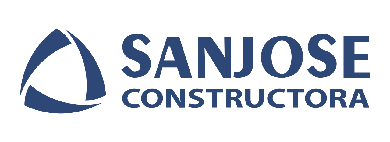 El logo de San José Constructora es azul y blanco.