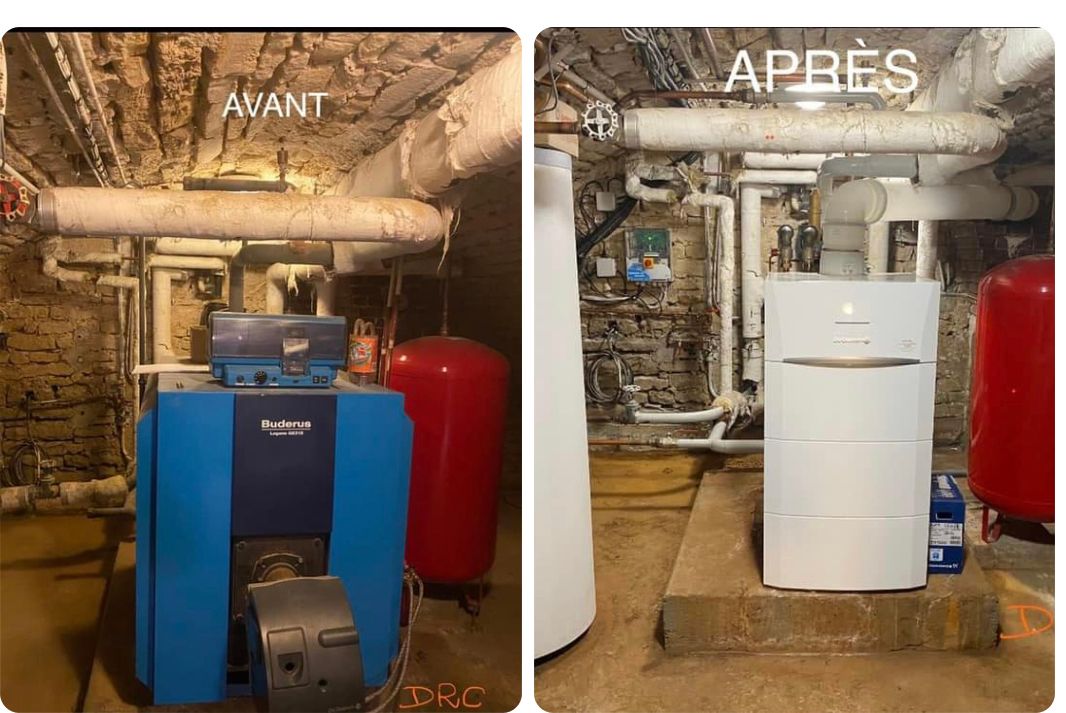 Un avant et après d'un remplacement de chaudière