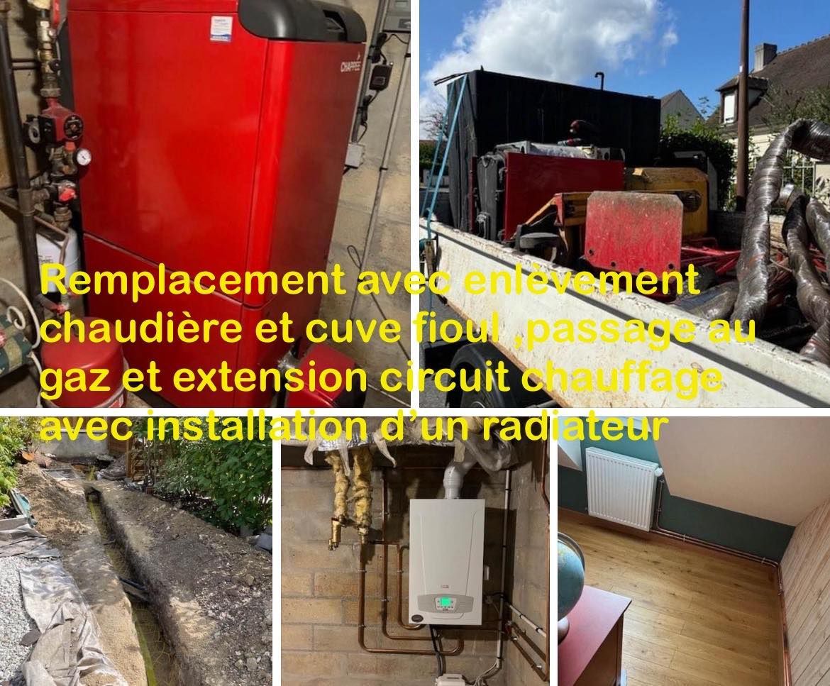 Remplacement et enlèvement d'une chaudière et sa cuve à fioul.