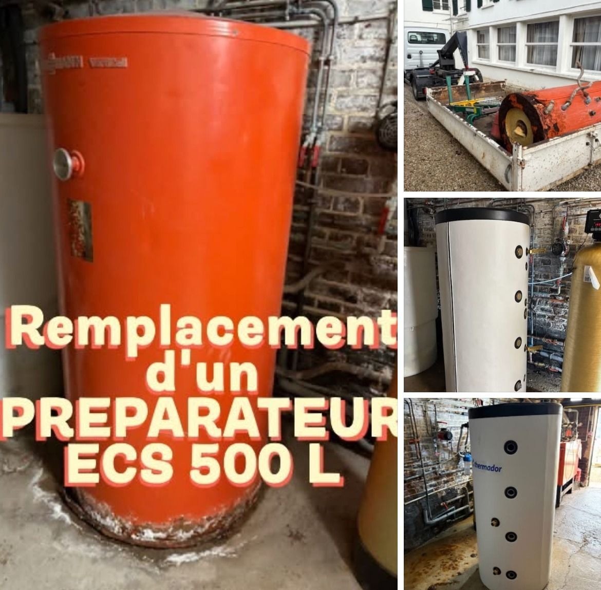 Remplacement d'un préparateur ECS 500 litres.