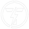 Logotipo blanco con un c&iacute;rculo y una "T" estilizada con un rayo.