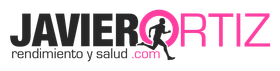 Logotipo de Javier Ortiz con una figura corriendo en la letra "O". Incluye la direcci&oacute;n del sitio web.