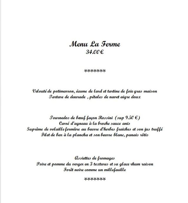 Carte Et Menu Du Restaurant La Ferme Saint Jacques A Chatellerault