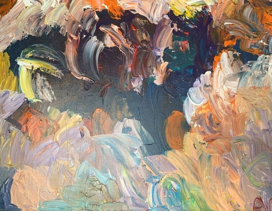 Tableau abstrait à la gouache