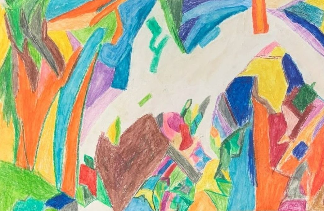 Paysage sur toile colorée