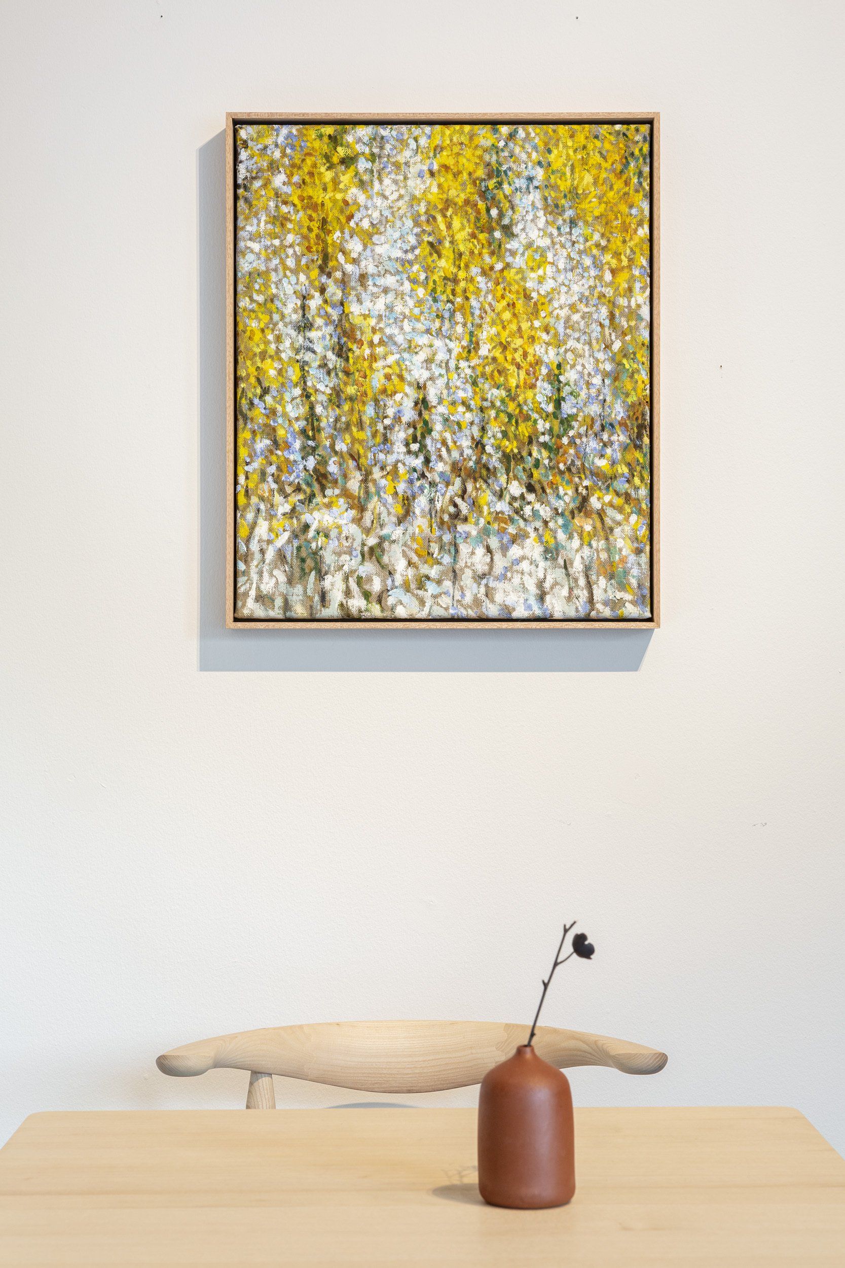 Eemil Karila Winter Hill taidemaalaus. Muste, tempera ja öljy kankaalle. Taulu puukehyksillä. 