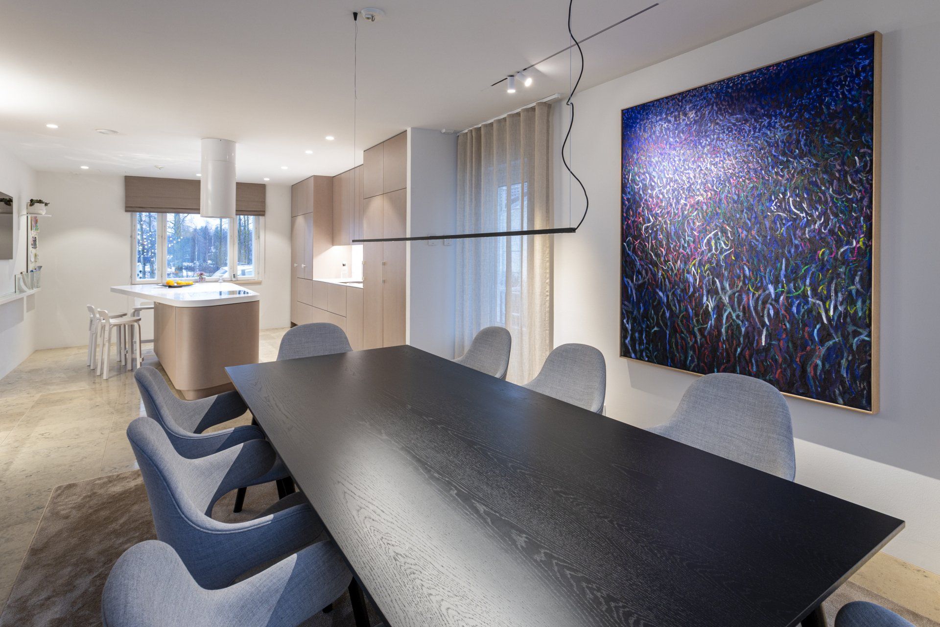 Keittiön ja ruokailutilan sisustussuunnitelma. 