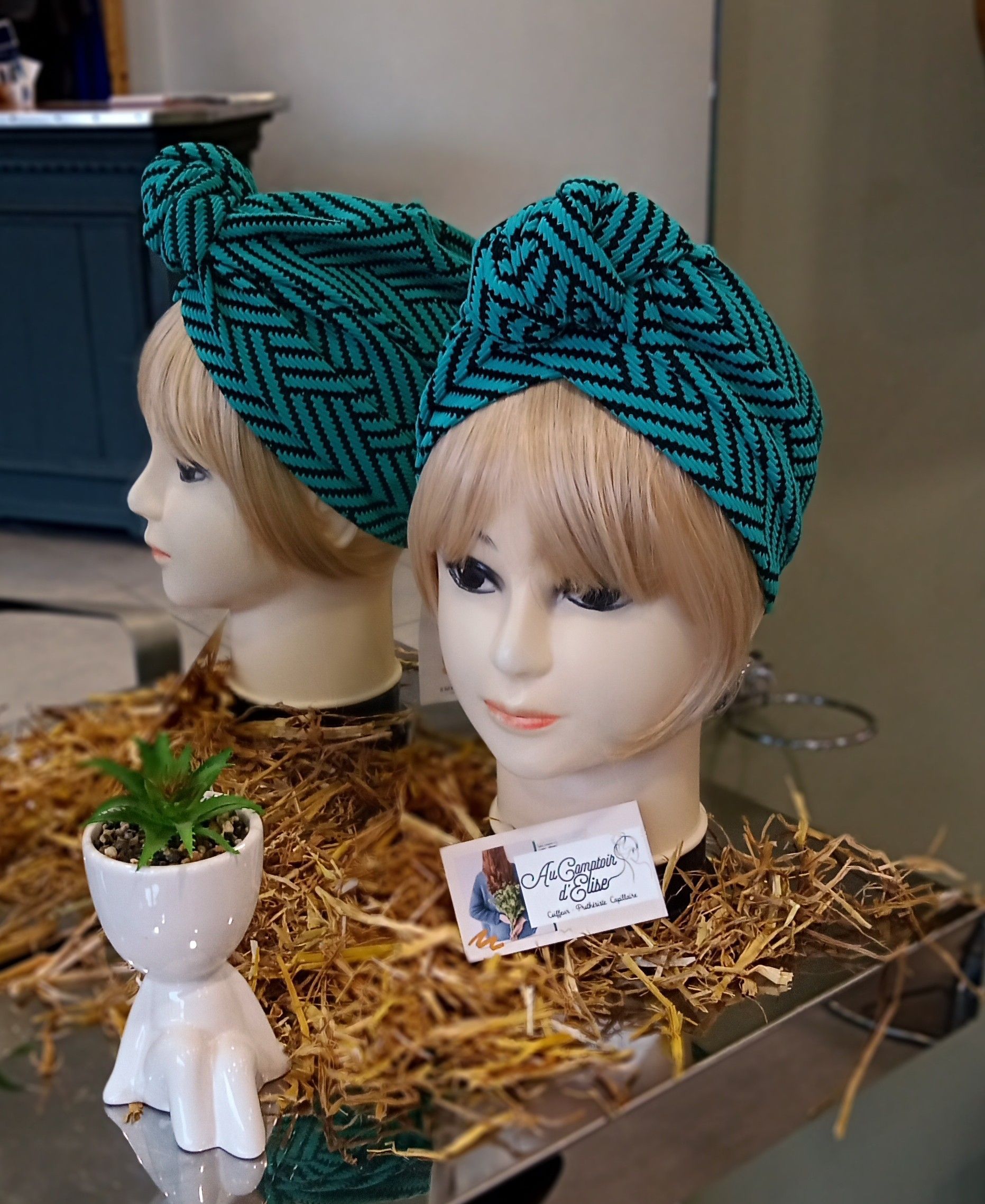 Turban bleu turquoise