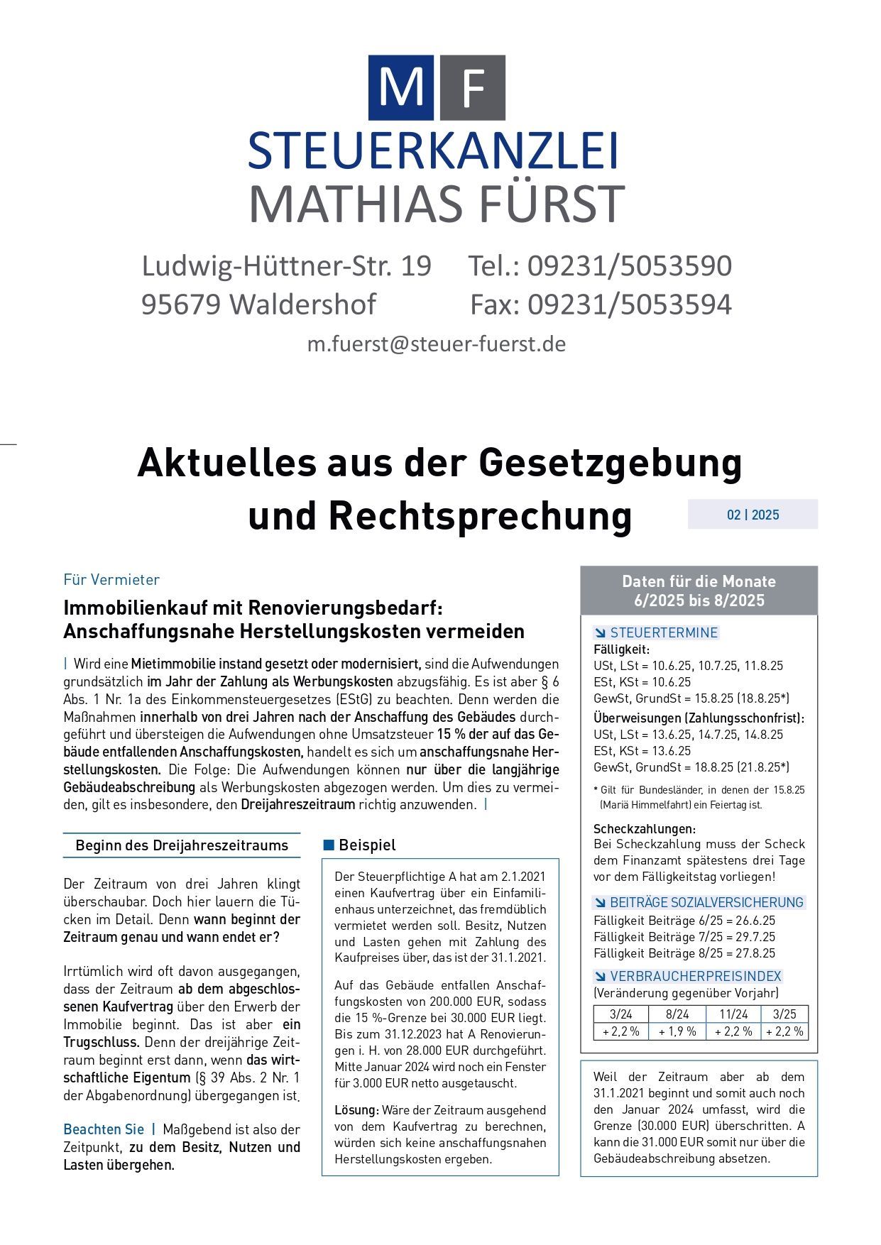 Mandantenrundschreiben 02/2025