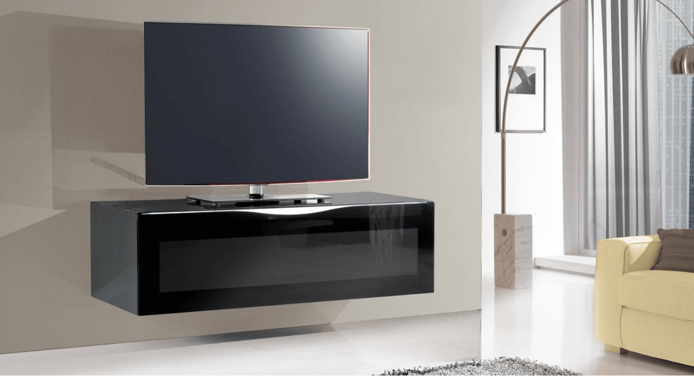 Meuble TV suspendu avec TV posé