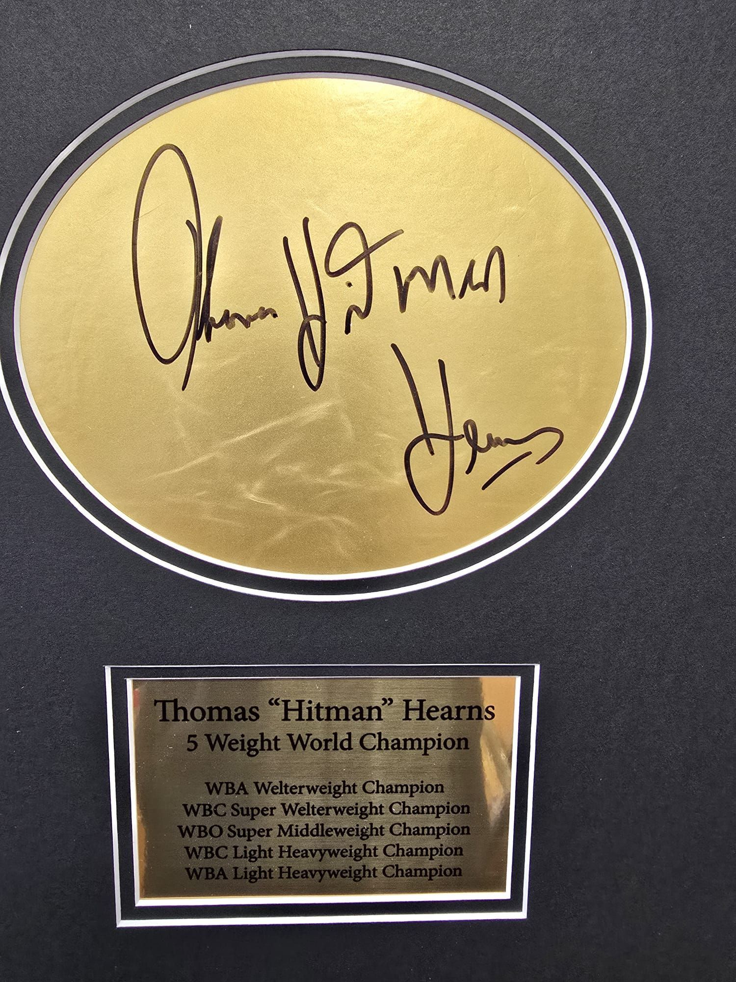 Thomas 'the Hitman' Hearns Framed, Hand-Signed Autograph Presentation