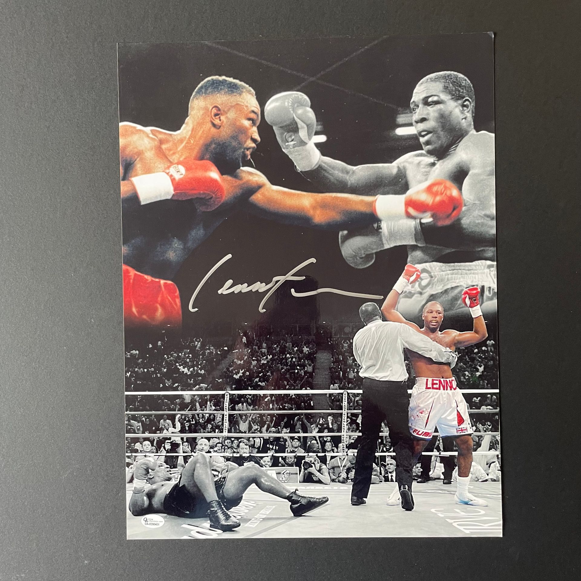 Lennox Lewis Signed Boxing Montage Photo