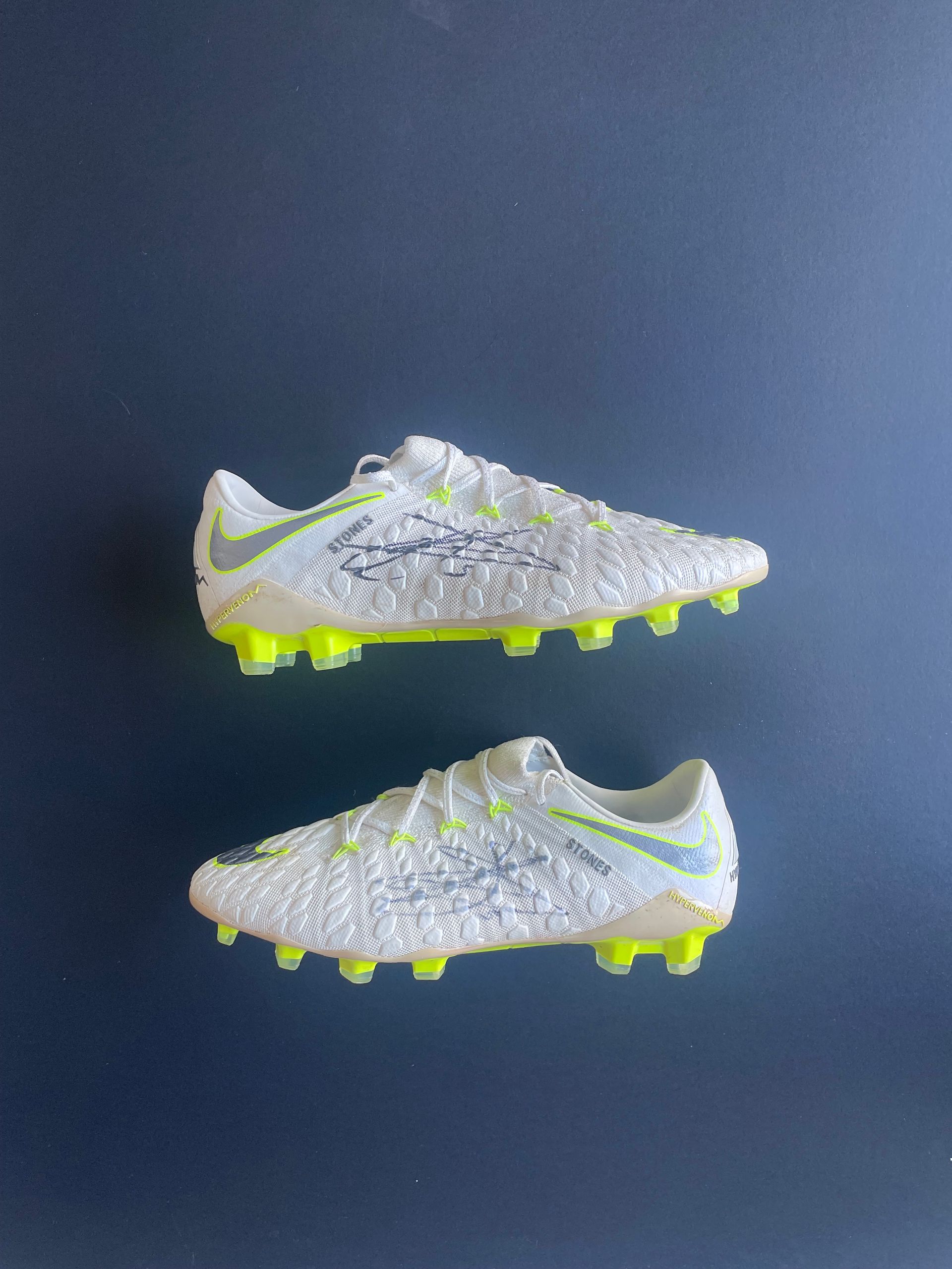 John Stones signed, match worn boot (2 available)