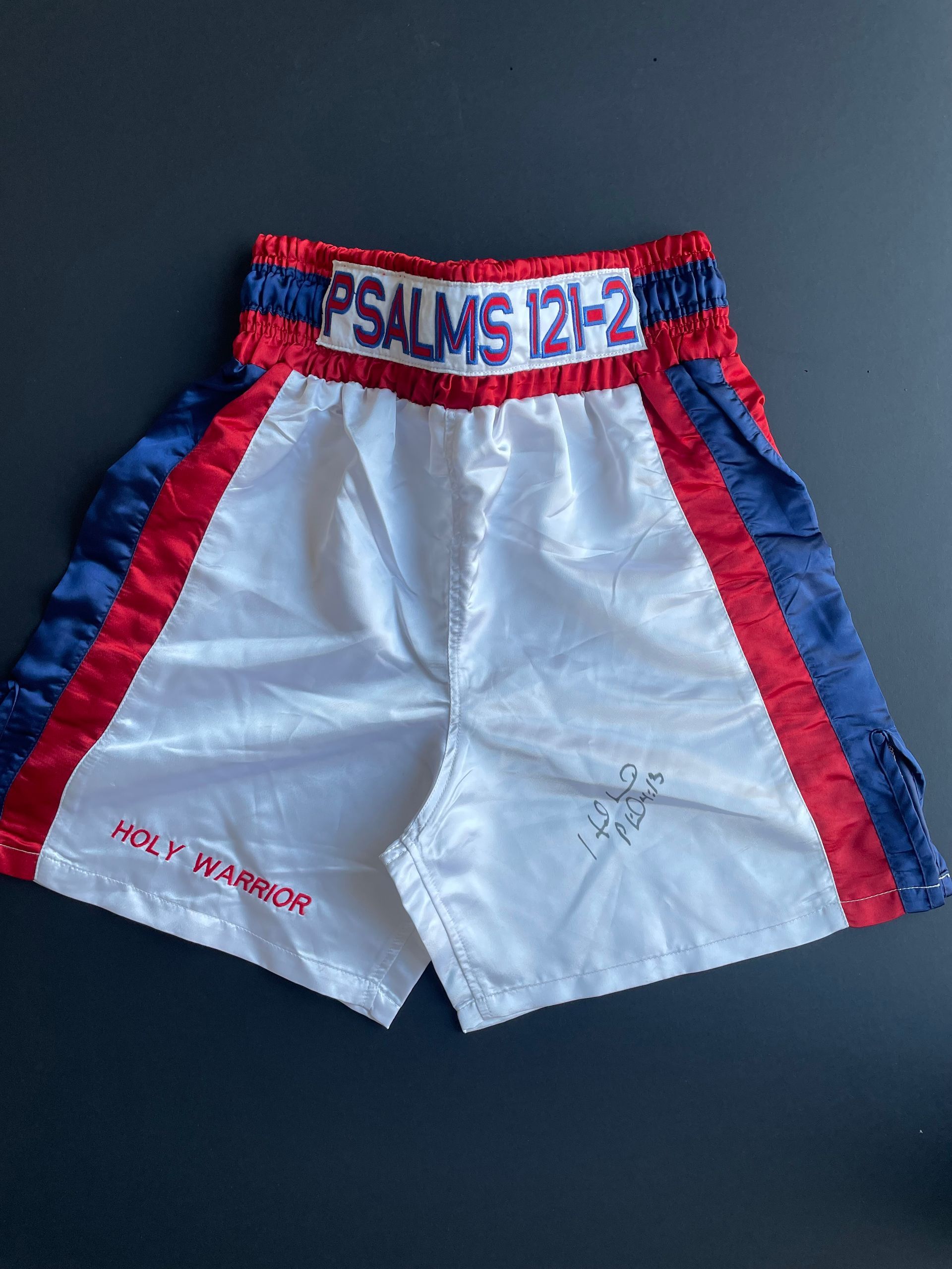 Evander Holyfiekd signed boxing shorts