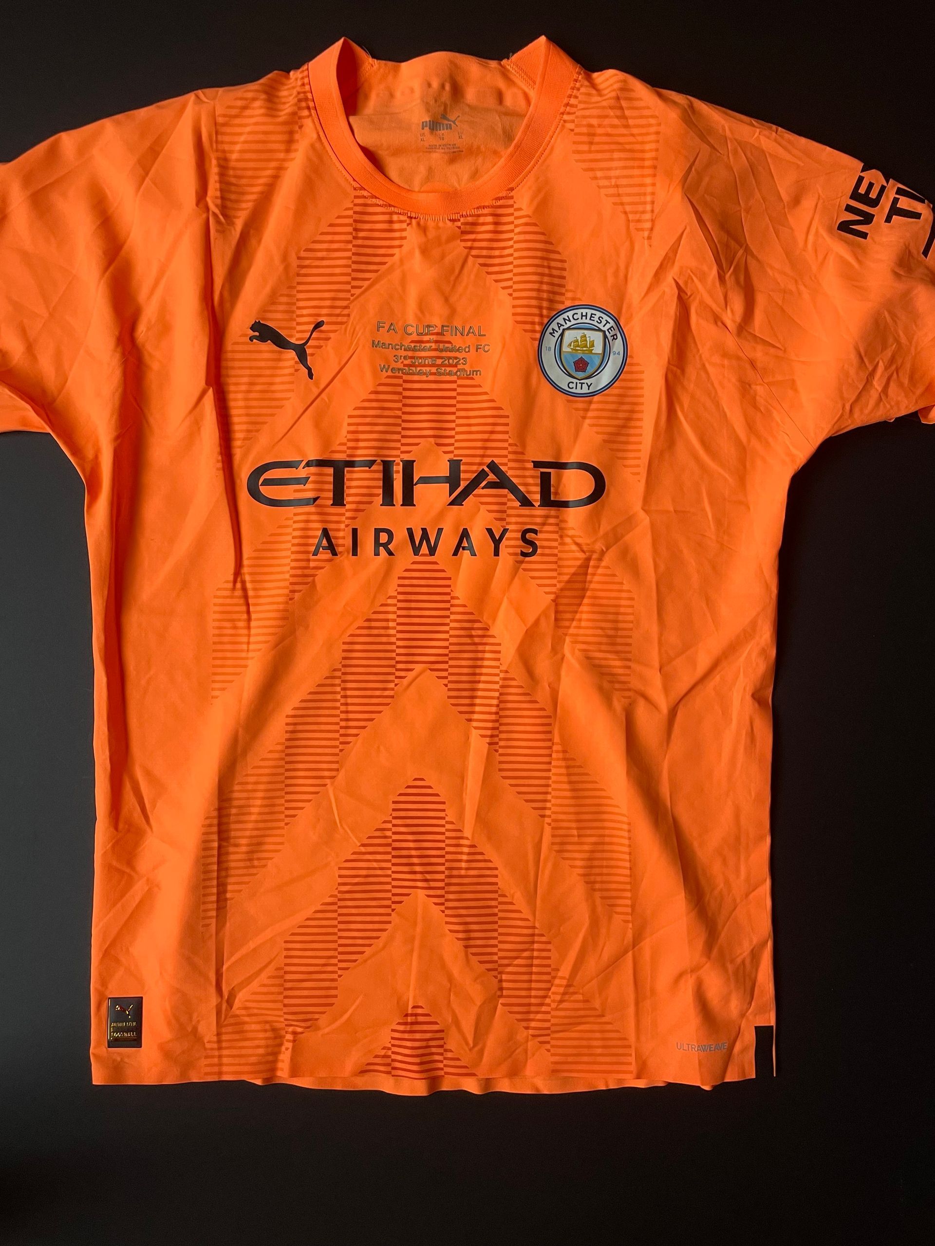 Ederson Match Issue Manchester City 2022-23 FA Cup Final Goalkeeper Shirt,