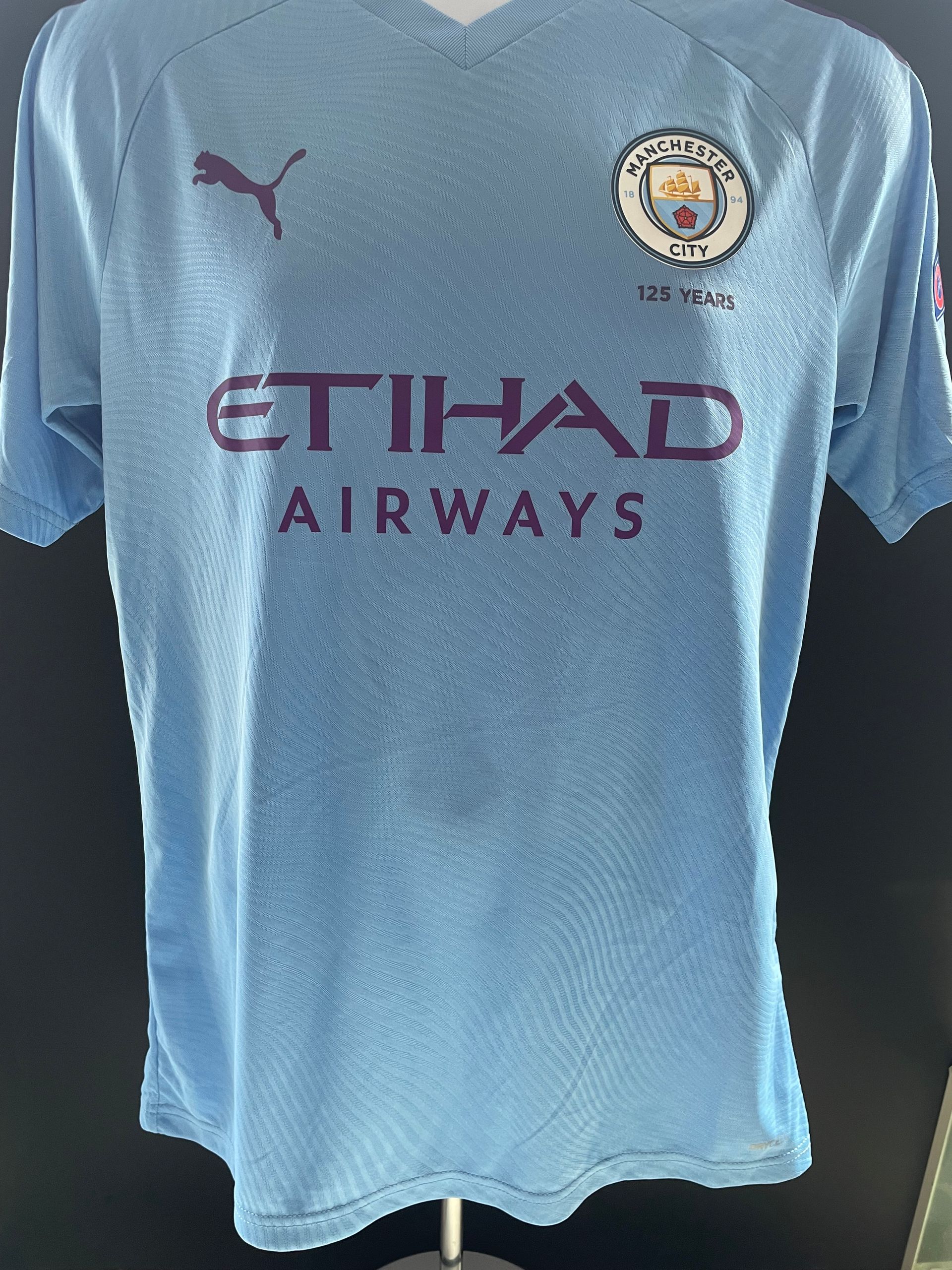 Sergio Aguero Match Issue Manchester City 2019–20 Season Home Shirt