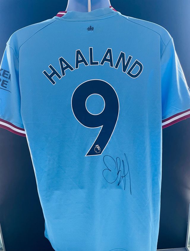 Erling Haaland Hand Signed Manchester City 2022-23 Treble Season