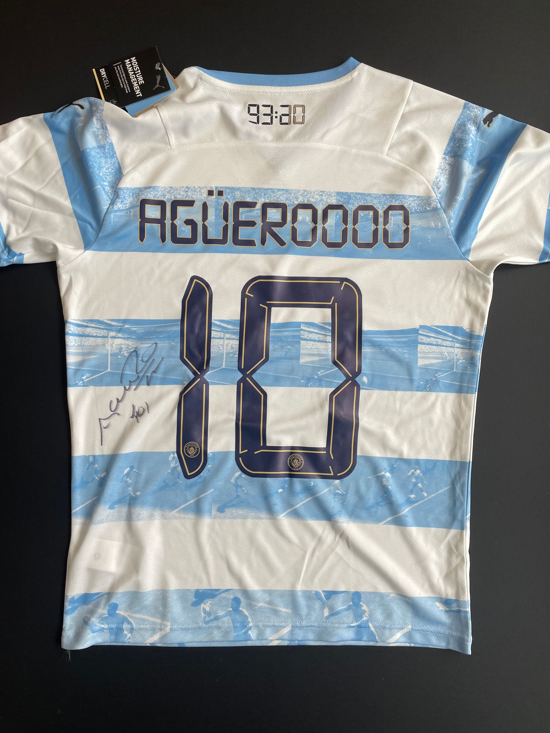 Sergio Aguero signed 93:20  shirt