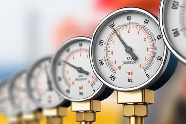 Rivi painemittareita