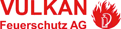 A red and white logo for vulkan feuerschutz ag