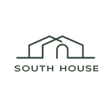South House logo with dark green house outline and text on white background