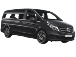 Una furgoneta Mercedes negra sobre un fondo blanco