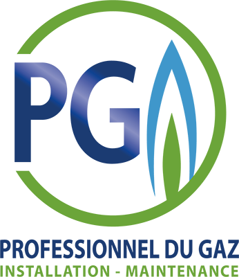 Logo de Professionnel du Gaz avec monogramme PG bleu et cercle vert