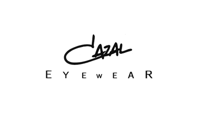 Ein schwarz-weißes Logo für ein Unternehmen namens Cazal Eyewear.