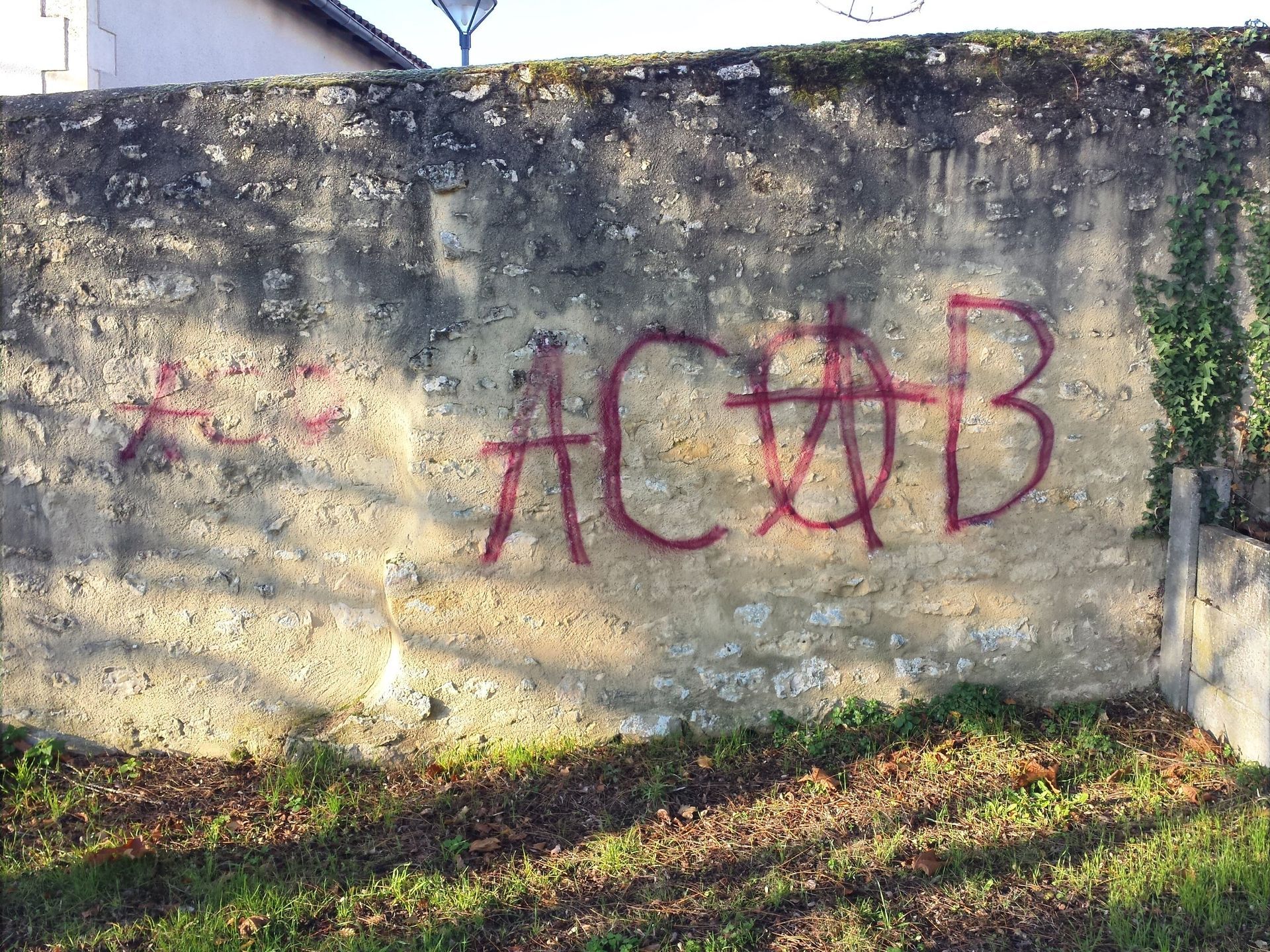 Muret en pierre avant nettoyage