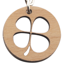 Porte-clé trèfle en bois