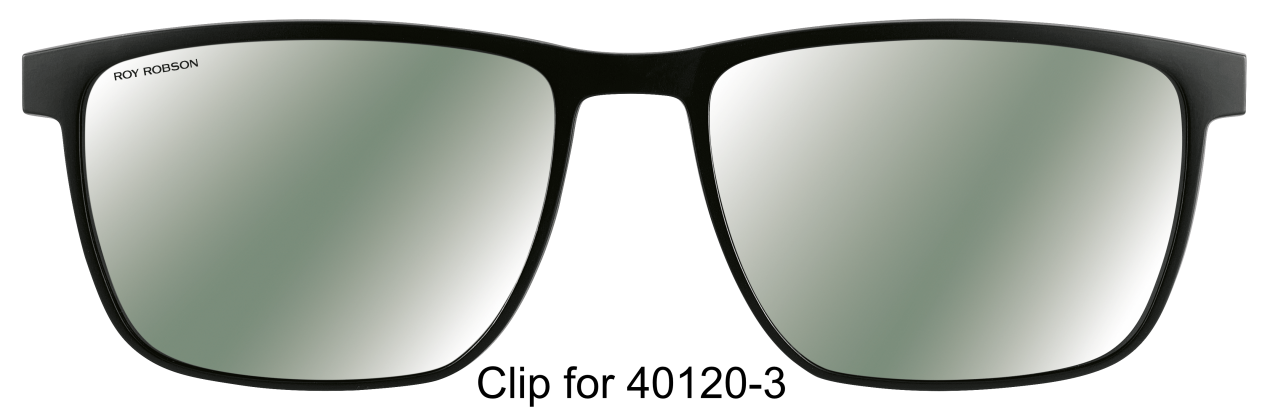 Eine Sonnenbrille mit Clip für 40120-3 auf weißem Hintergrund.