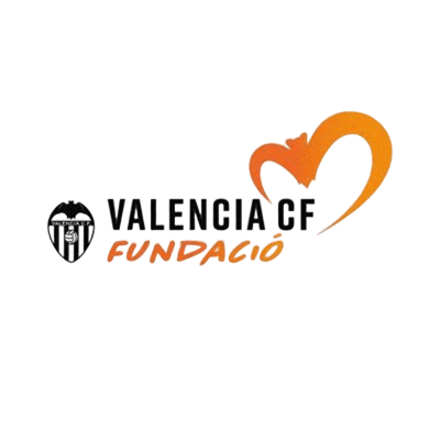 Valencia CF Fundació logo: crest and text, orange heart shape.
