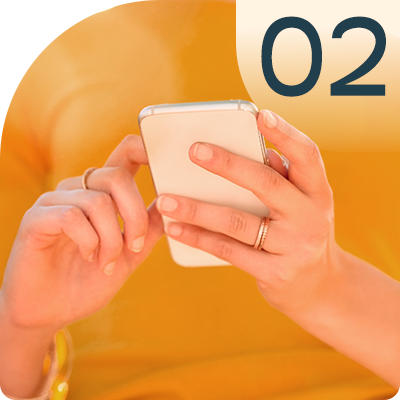 Woman holding a smartphone with number