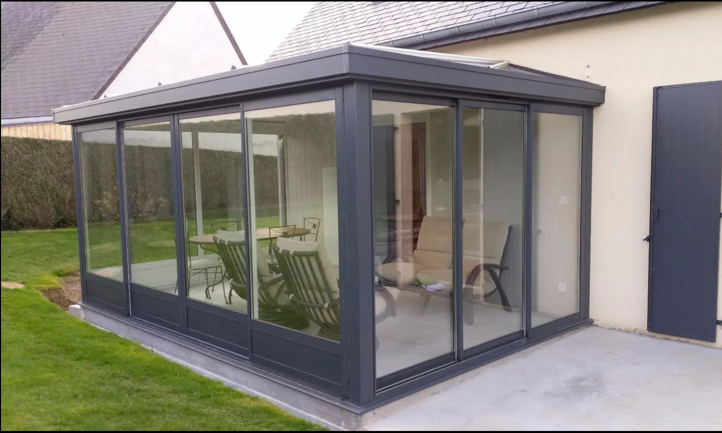 Véranda 3x3 en alu gris