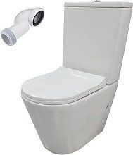 Un inodoro blanco con un tubo de desagüe conectado a él.