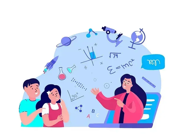 Una mujer está enseñando matemáticas a un grupo de niños.