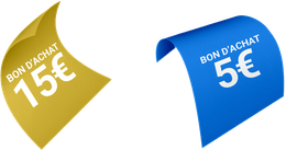un bon d'achat 15 € et un bon d'achat de 5 €