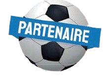 Ballon de foot avec banderole partenaire.