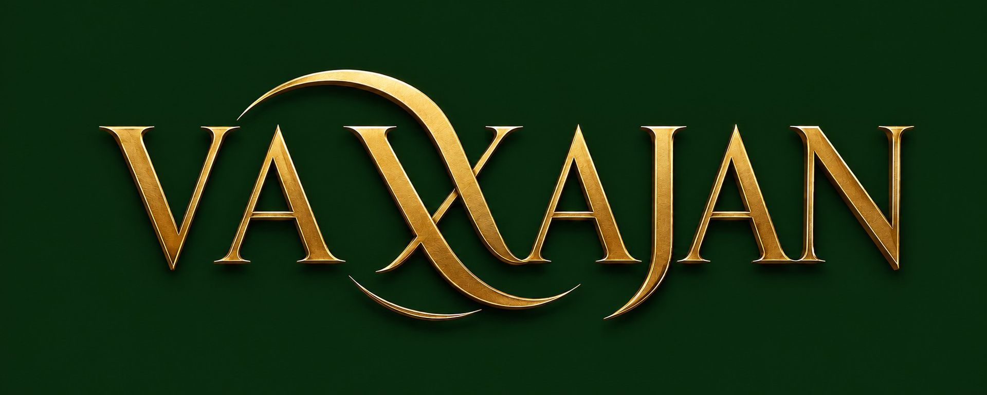 Logotipo dorado &ldquo;VAXIAN&rdquo; sobre un fondo verde oscuro