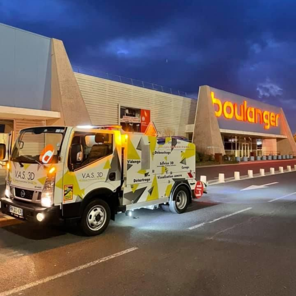 Un pick-up Ford Ranger modifié avec tuba, accents noirs et peinture personnalisée devant un bâtiment.