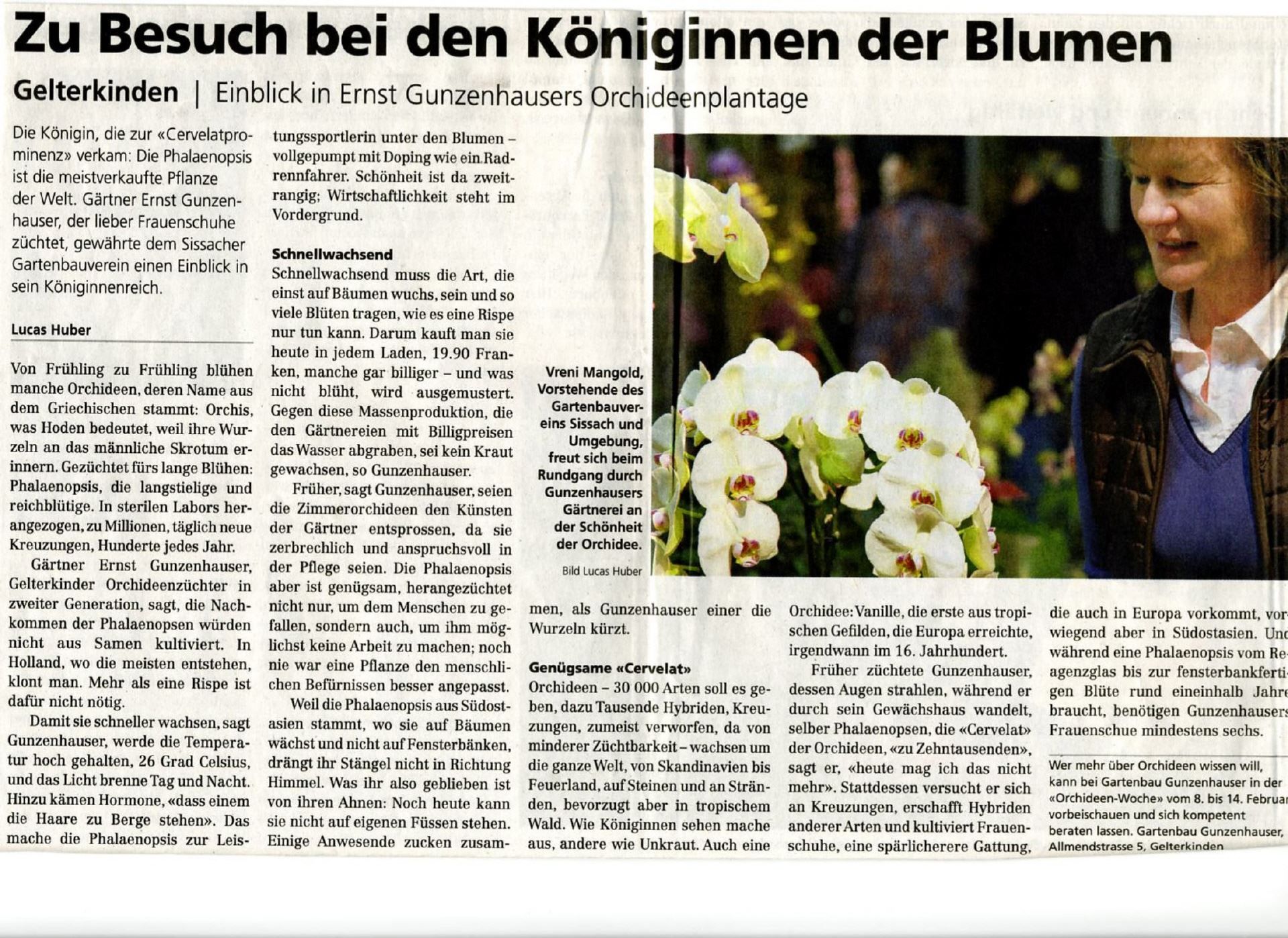 Zeitungsinserat Gunzenhauser Orchideen