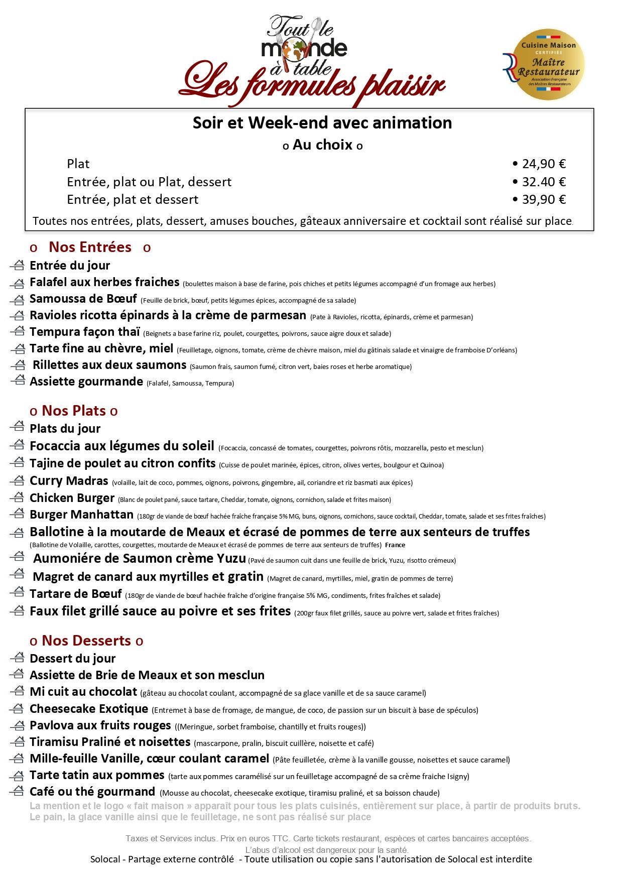 Carte Mars - Soirée Karaoké