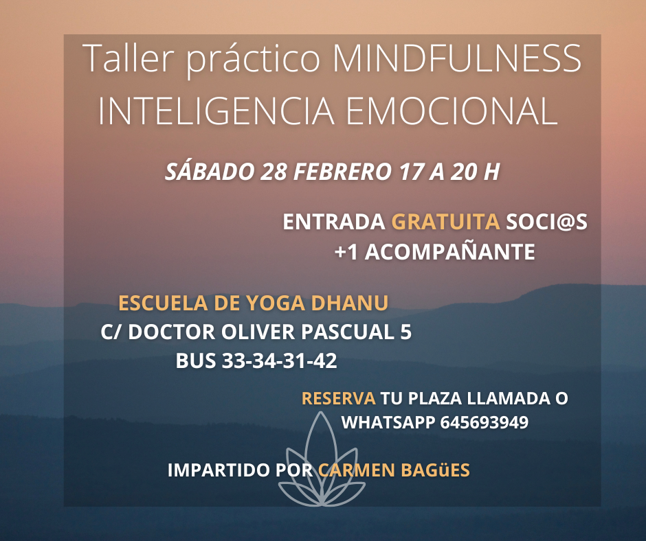 Póster de un taller de regulación emocional de la Asociación AGUA en Zaragoza el 7 de febrero de 2026.